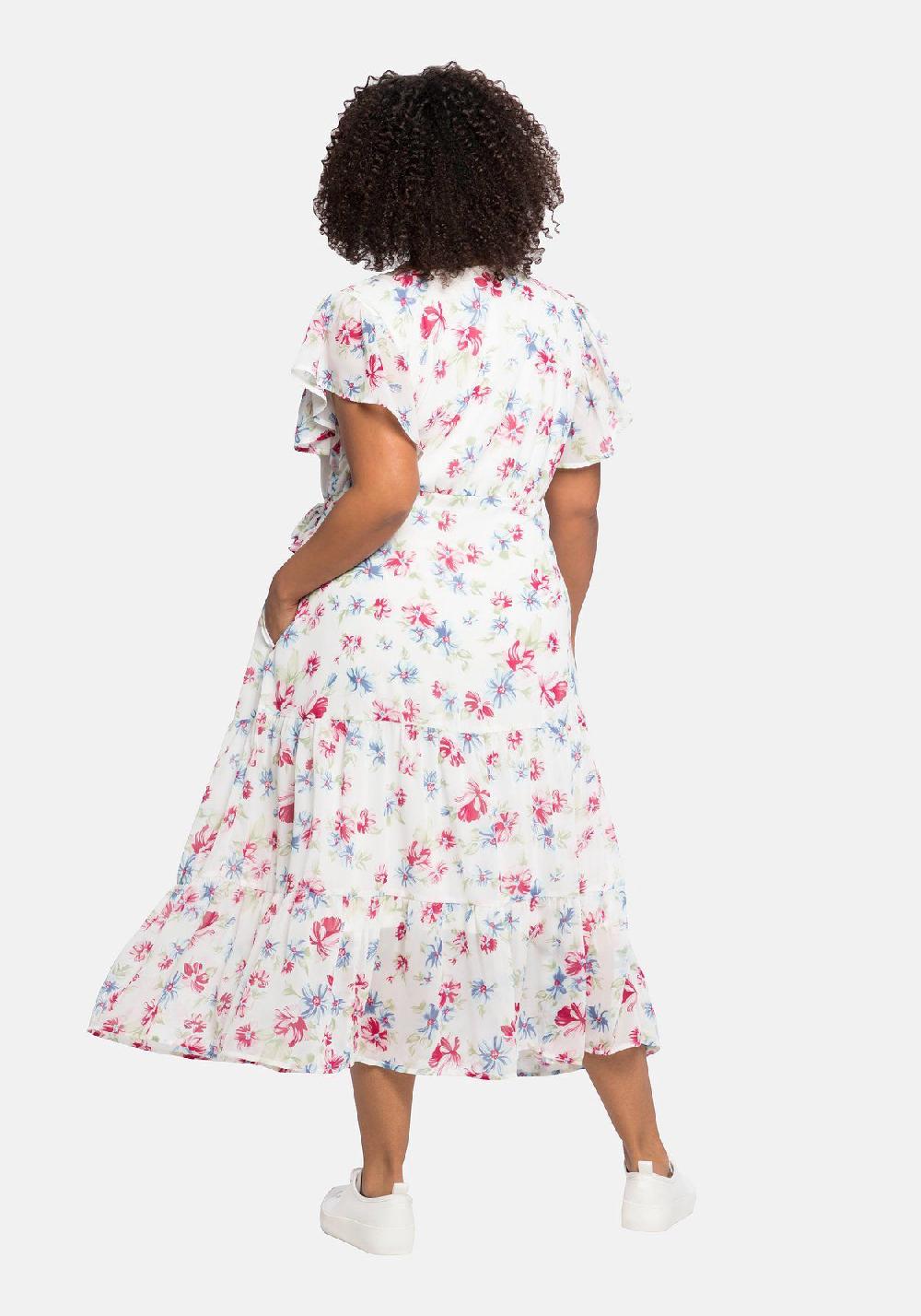sheego by JoeBrowns Chiffonkleid mit Blumendruck und Bindegürtel Nur für heute