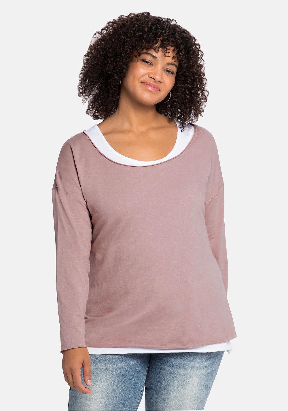 sheego by JoeBrowns Langarmshirt mit kontrastfarbenem Tanktop Discount Store für neue Produkte