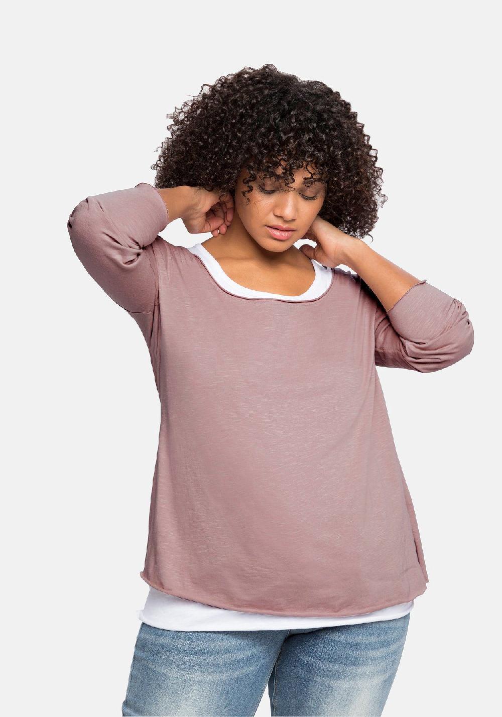 sheego by JoeBrowns Langarmshirt mit kontrastfarbenem Tanktop Discount Store für neue Produkte