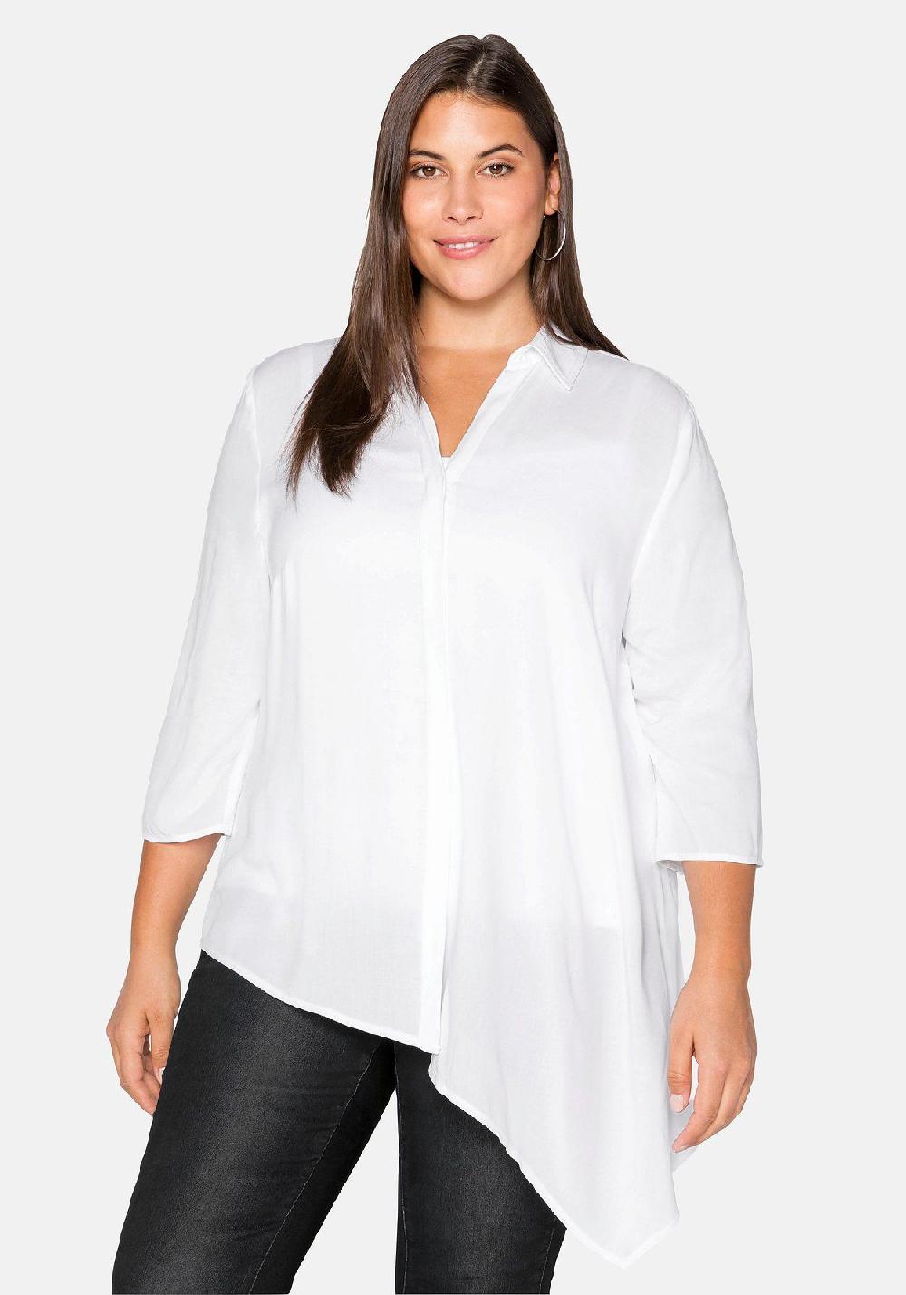 sheego Bluse mit asymmetrischem Saum in Zipfelform Im Verkauf