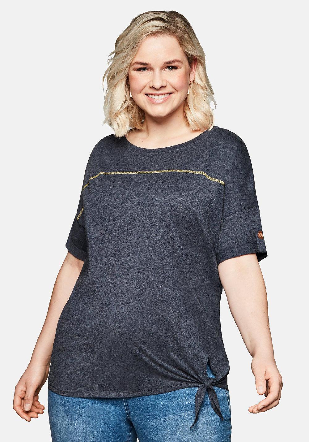 sheego Shirt mit Ziernaht und Knotendetail am Saum zollfrei
