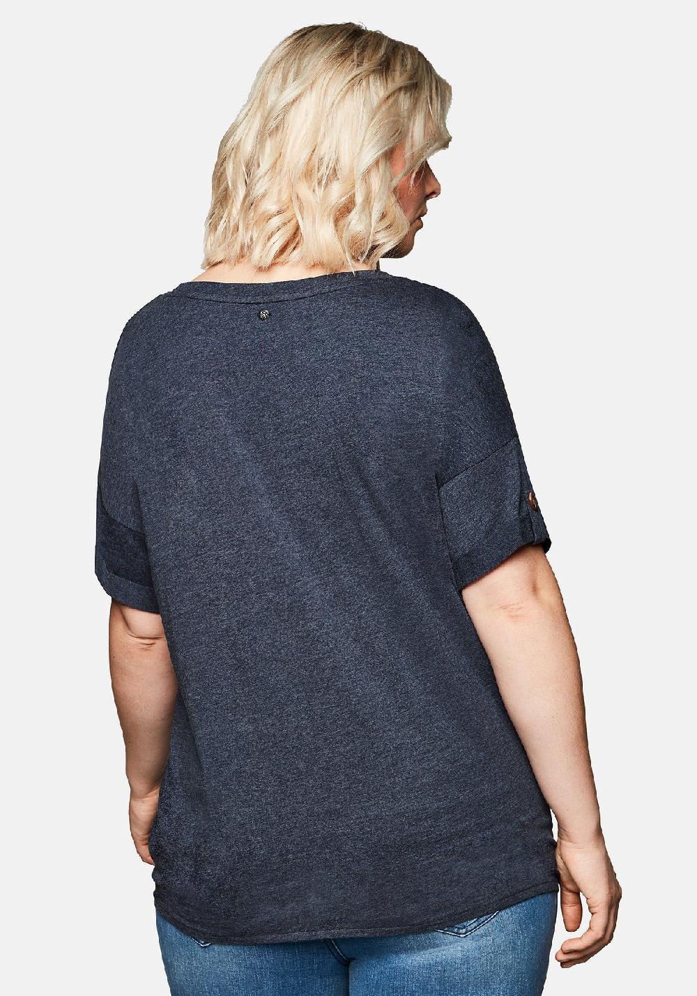 sheego Shirt mit Ziernaht und Knotendetail am Saum zollfrei