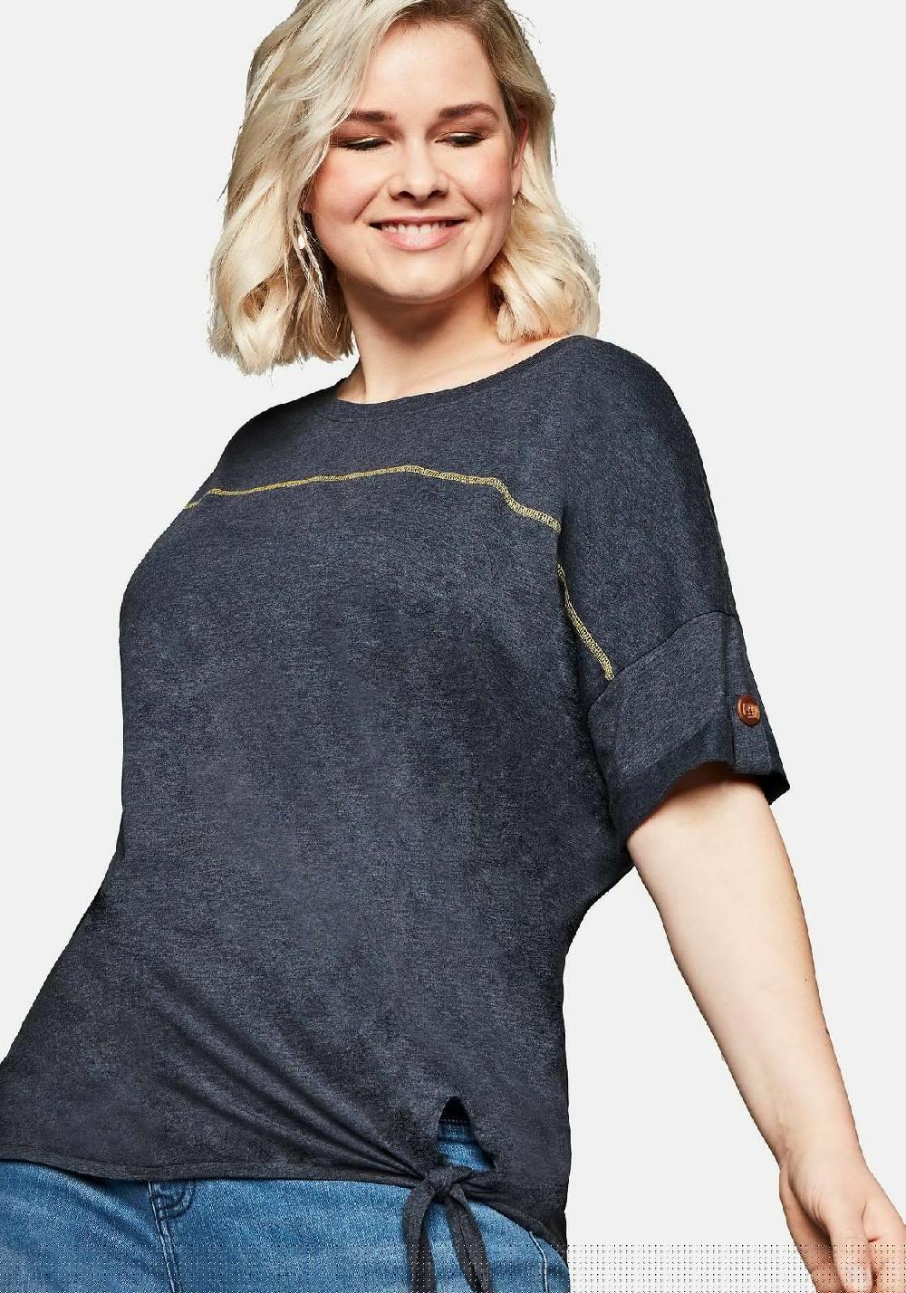 sheego Shirt mit Ziernaht und Knotendetail am Saum zollfrei