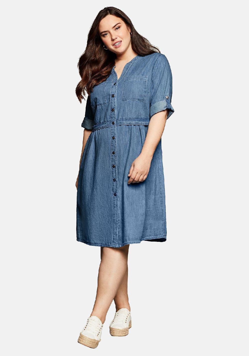 sheego Jeanskleid mit Knopfleiste und hoher Taille Outlet