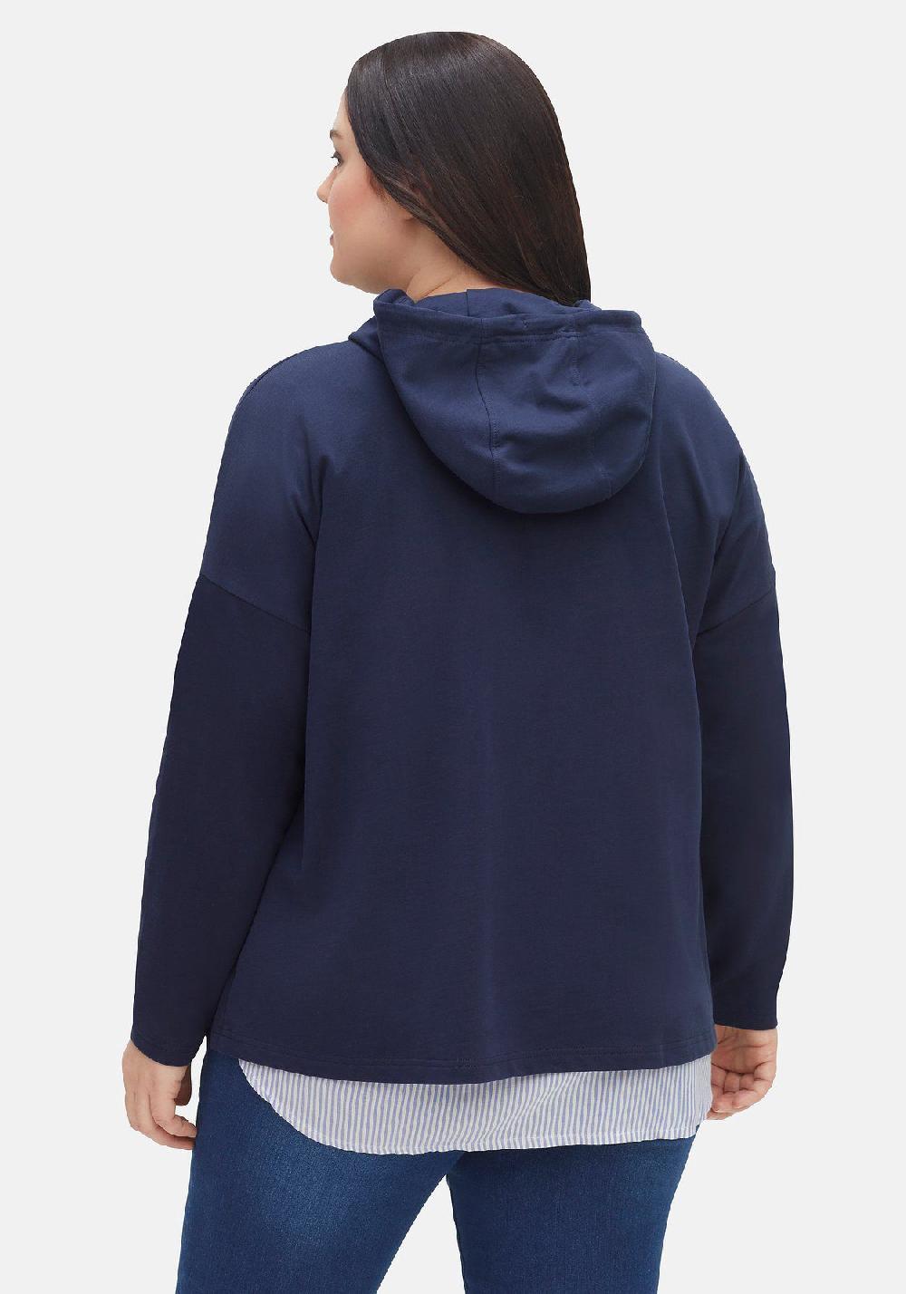 sheego Kapuzensweatshirt mit Frontdruck in A-Linie im Angebot