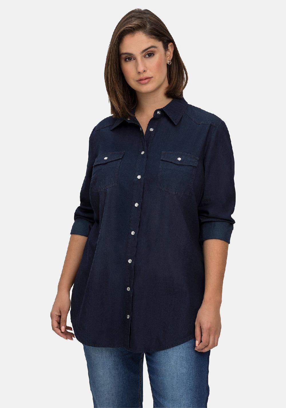 sheego Jeansbluse mit Knopfleiste und Brusttaschen Günstiger Verkauf