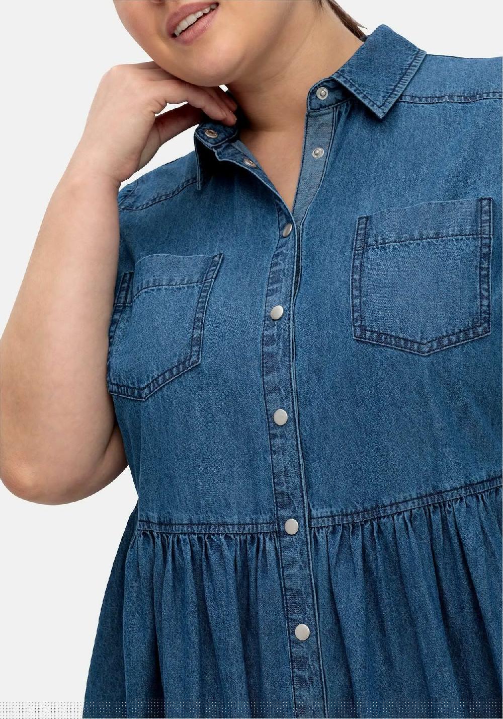 sheego Jeanskleid mit Blusenkragen und Teilungsnaht Meist gekauft