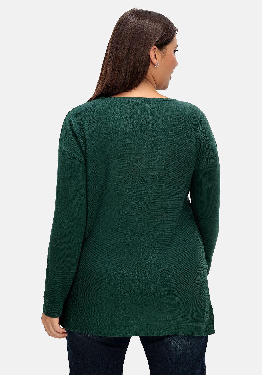 sheego Pullover mit Rundhalsausschnitt und Ripp-Details Sonderangebot
