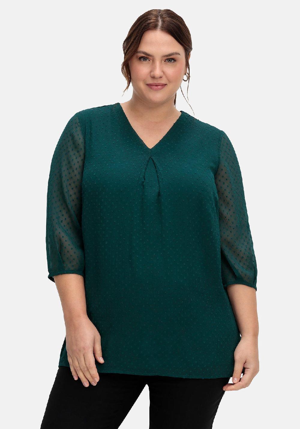 sheego Tunika mit Chiffon-Ärmeln und eingewebtem Muster Rabatt