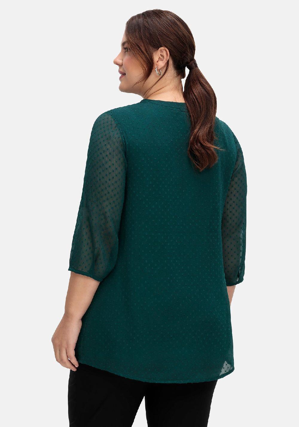 sheego Tunika mit Chiffon-Ärmeln und eingewebtem Muster Rabatt