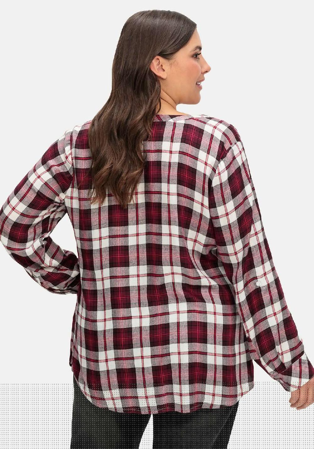 sheego Karierte Bluse mit Rundhalsausschnitt Flash Sale