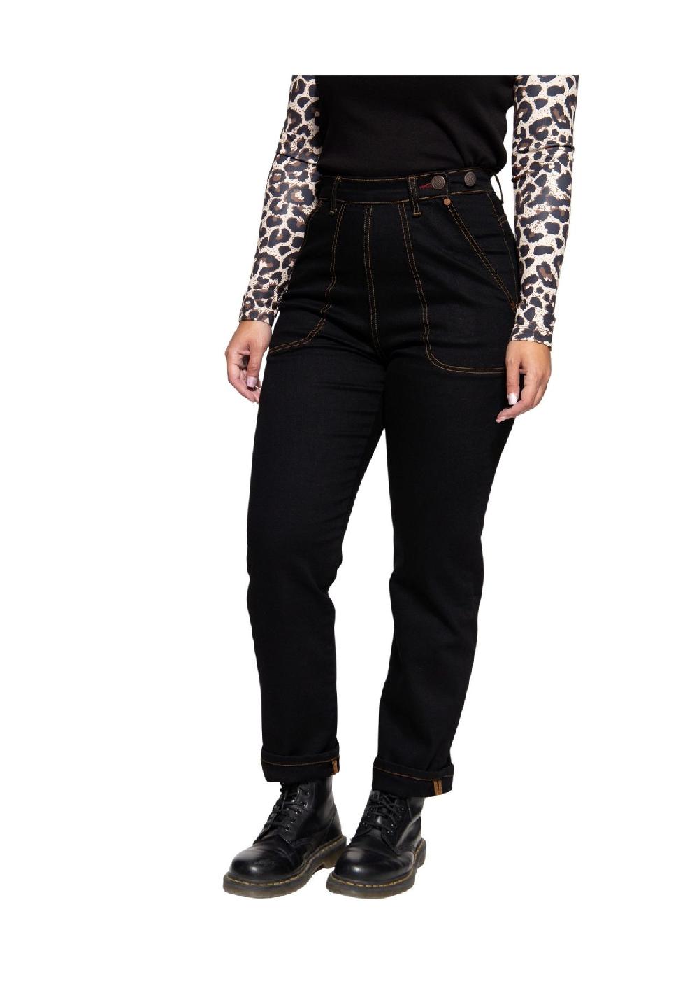 QUEEN KEROSIN High-Waist-Jeans im Selvedge-Stil Super Sparpreis