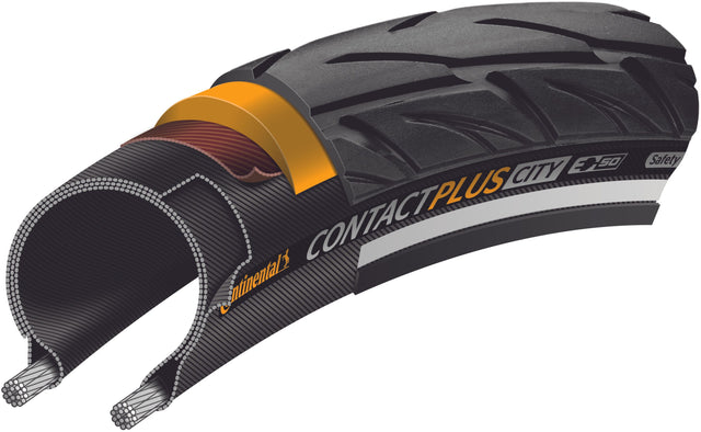 Continental Continental Contact Plus City E-50 Drahtreifen 28x1.60" Reflex schwarz &vert; fahrrad.de Bis zu 50% Rabatt